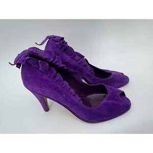 andrea pfister VTG Italian Size 37.5 purple easter church shoes eyelet ruffles